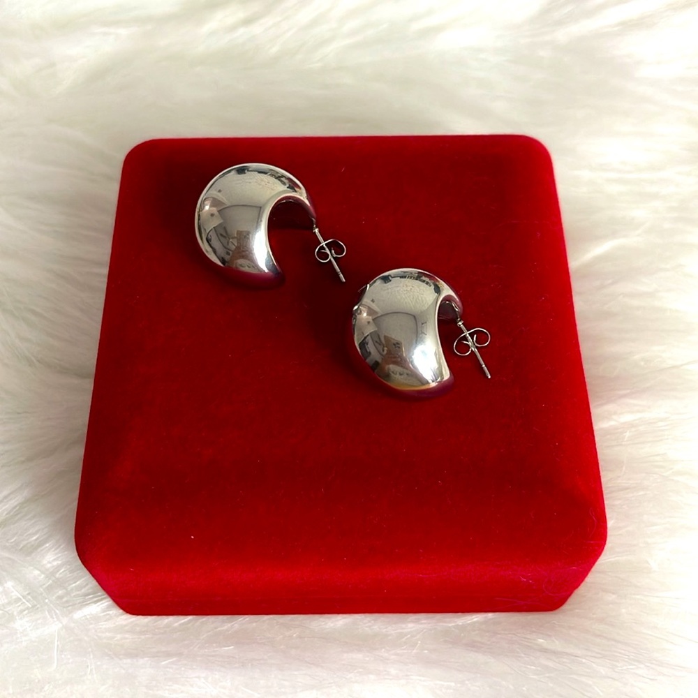 Silver tone Stainless Steel Chunky Statement Earrings